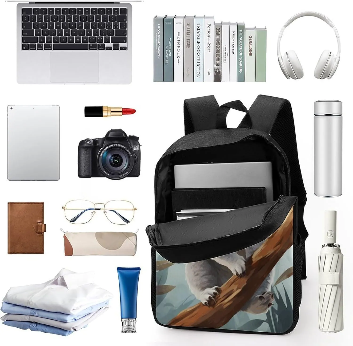 Laptop Backpack for Men 17 Inch Koala And Butterfly Work Casual Backpack Lightweight Travel Shoulder Bag