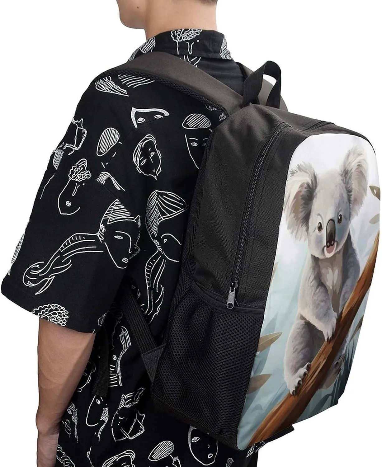 Laptop Backpack for Men 17 Inch Koala And Butterfly Work Casual Backpack Lightweight Travel Shoulder Bag