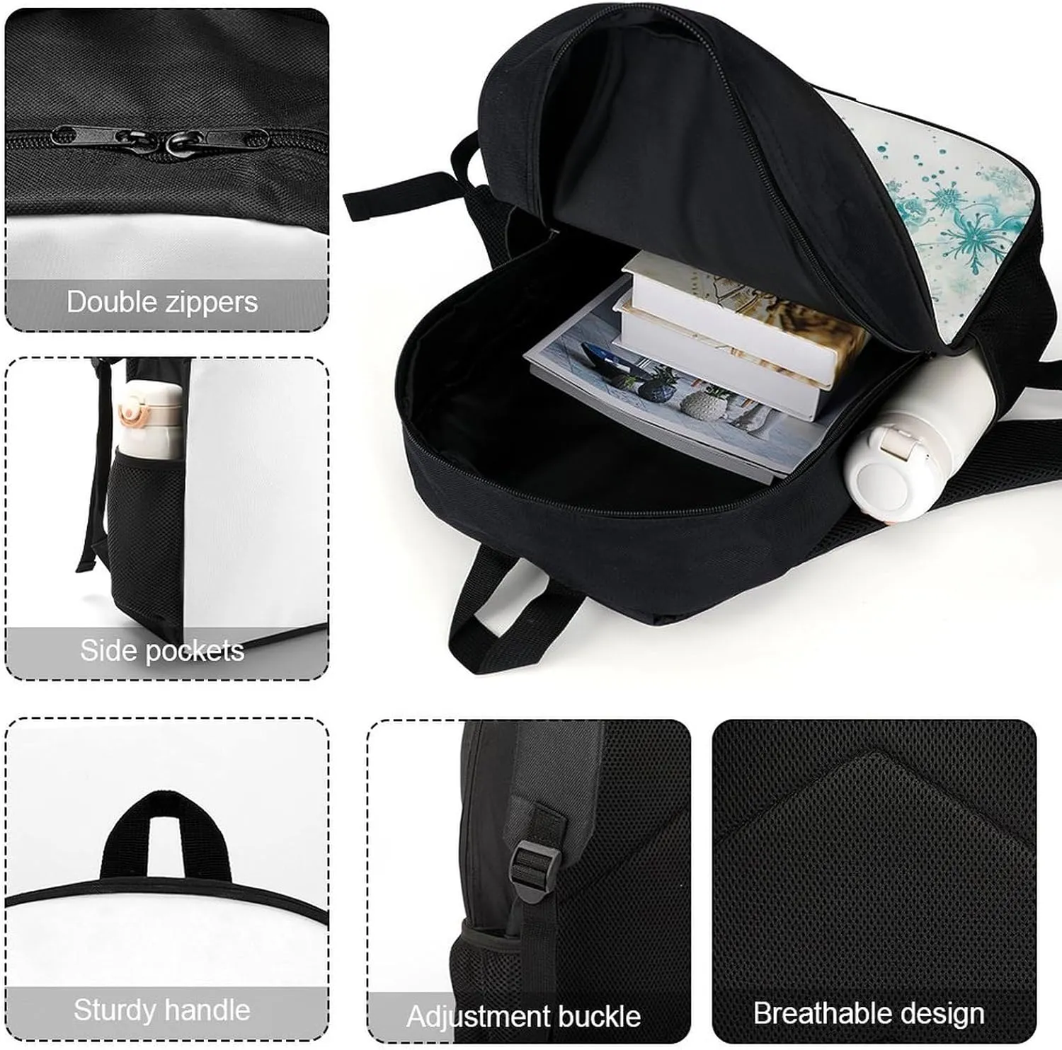 Laptop Backpack for Men 17 Inch Snowflakes And Glitter Work Casual Backpack Lightweight Travel Shoulder Bag
