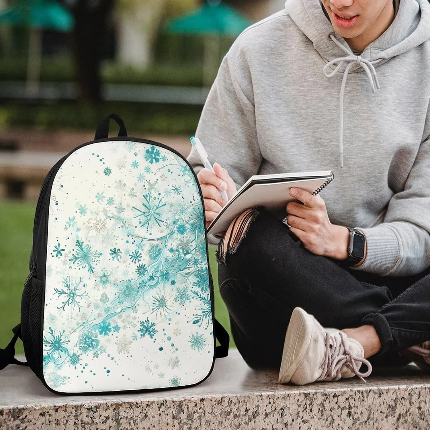 Laptop Backpack for Men 17 Inch Snowflakes And Glitter Work Casual Backpack Lightweight Travel Shoulder Bag