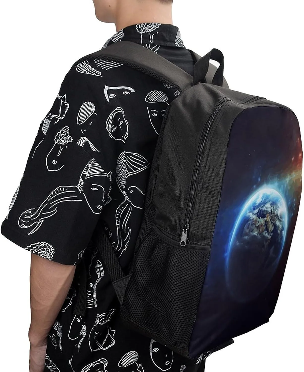 Laptop Backpack for Men 17 Inch Space Planet Earth Work Casual Backpack Lightweight Travel Shoulder Bag