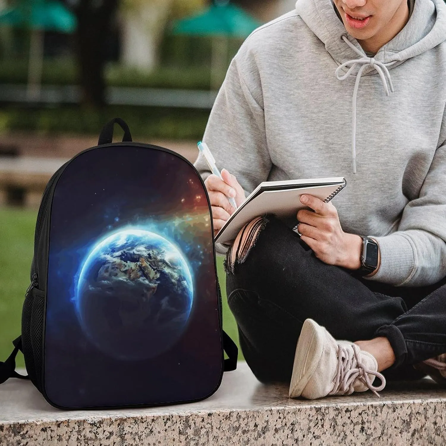 Laptop Backpack for Men 17 Inch Space Planet Earth Work Casual Backpack Lightweight Travel Shoulder Bag