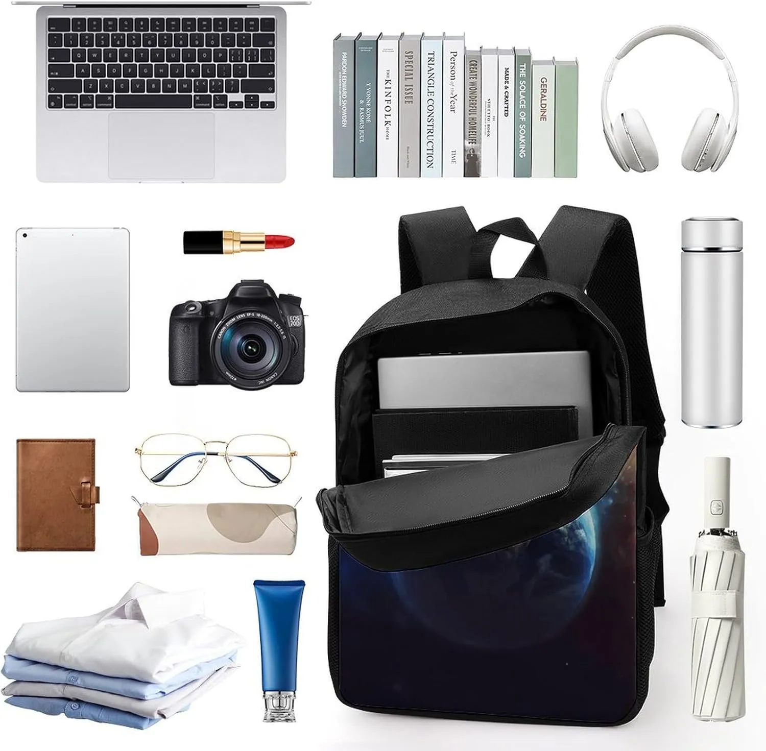 Laptop Backpack for Men 17 Inch Space Planet Earth Work Casual Backpack Lightweight Travel Shoulder Bag