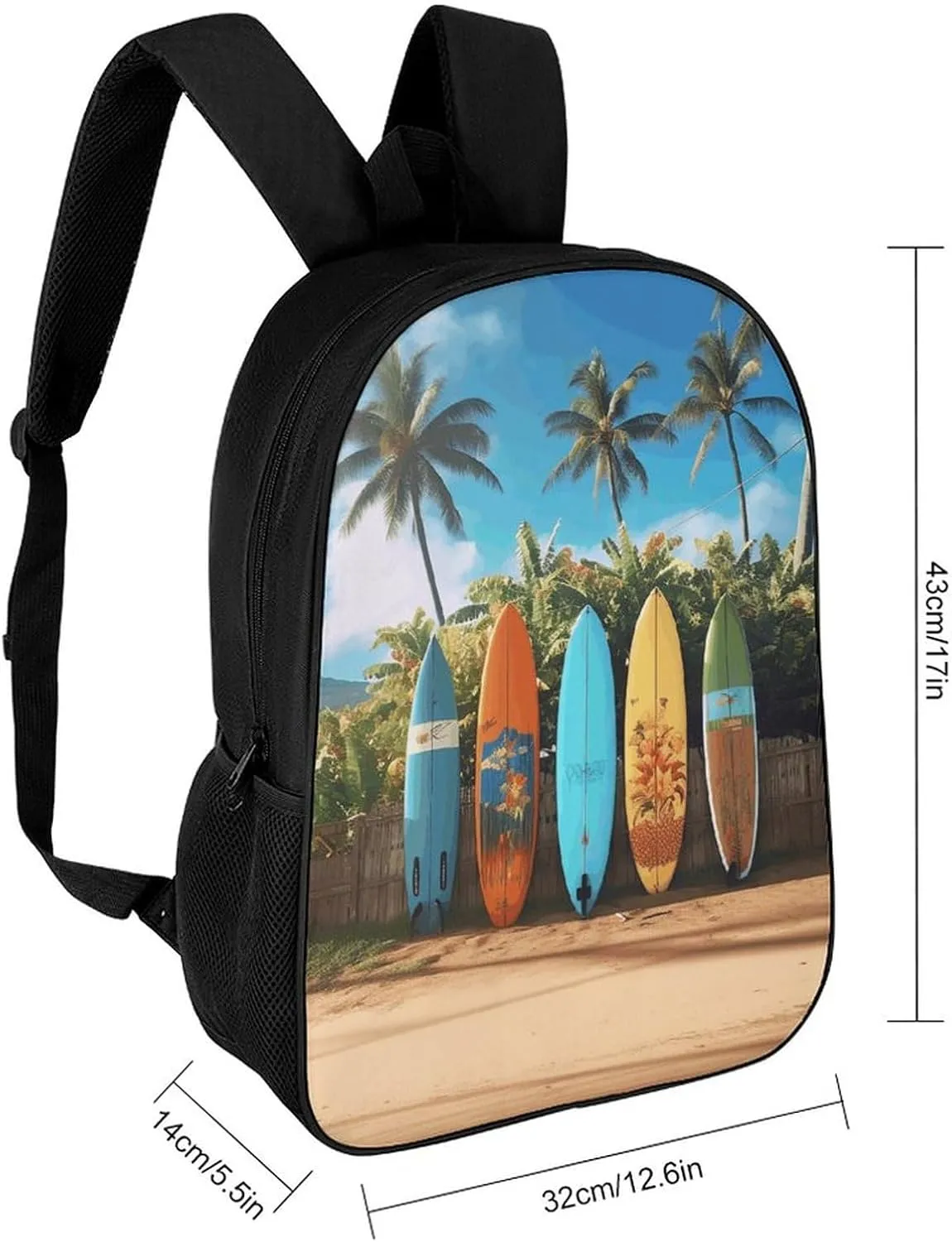 Laptop Backpack for Men 17 Inch Surf's Up Surfboard Work Casual Backpack Lightweight Travel Shoulder Bag