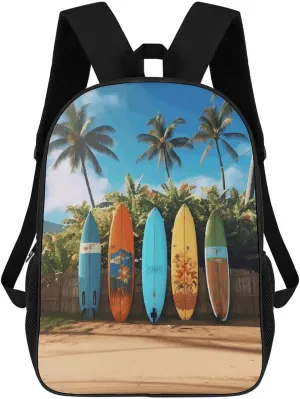 Laptop Backpack for Men 17 Inch Surf's Up Surfboard Work Casual Backpack Lightweight Travel Shoulder Bag