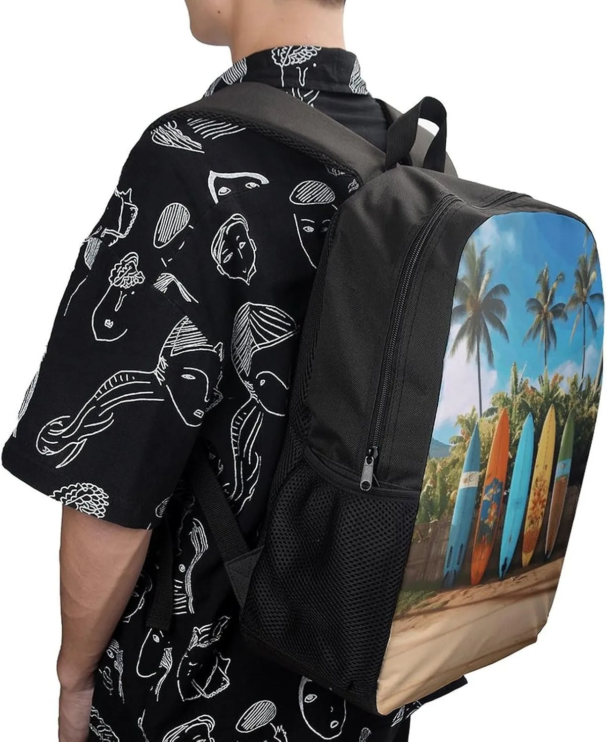 Laptop Backpack for Men 17 Inch Surf's Up Surfboard Work Casual Backpack Lightweight Travel Shoulder Bag