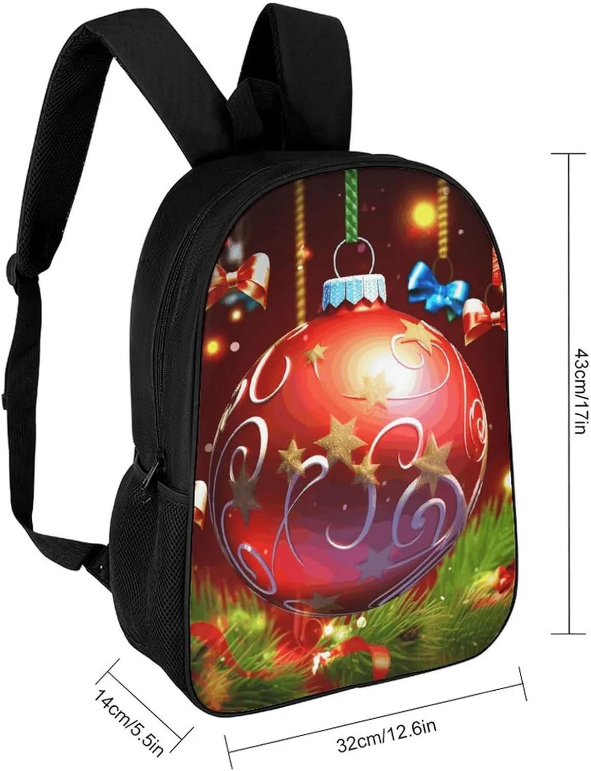 Laptop Backpack for Men 17 Inch Xmas Ball Work Casual Backpack Lightweight Travel Shoulder Bag