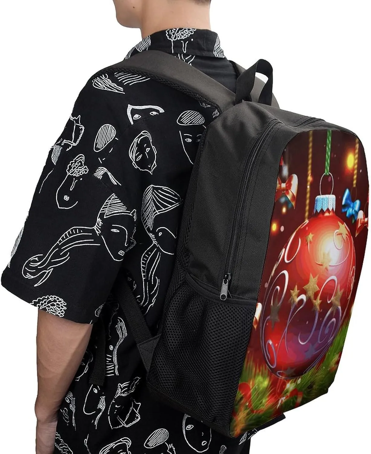 Laptop Backpack for Men 17 Inch Xmas Ball Work Casual Backpack Lightweight Travel Shoulder Bag