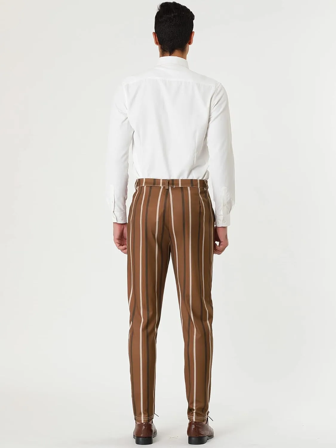 Lars Amadeus Men's Casual Striped Dress Pants Slim Fit Flat Front Contrast Color Skinny Trousers