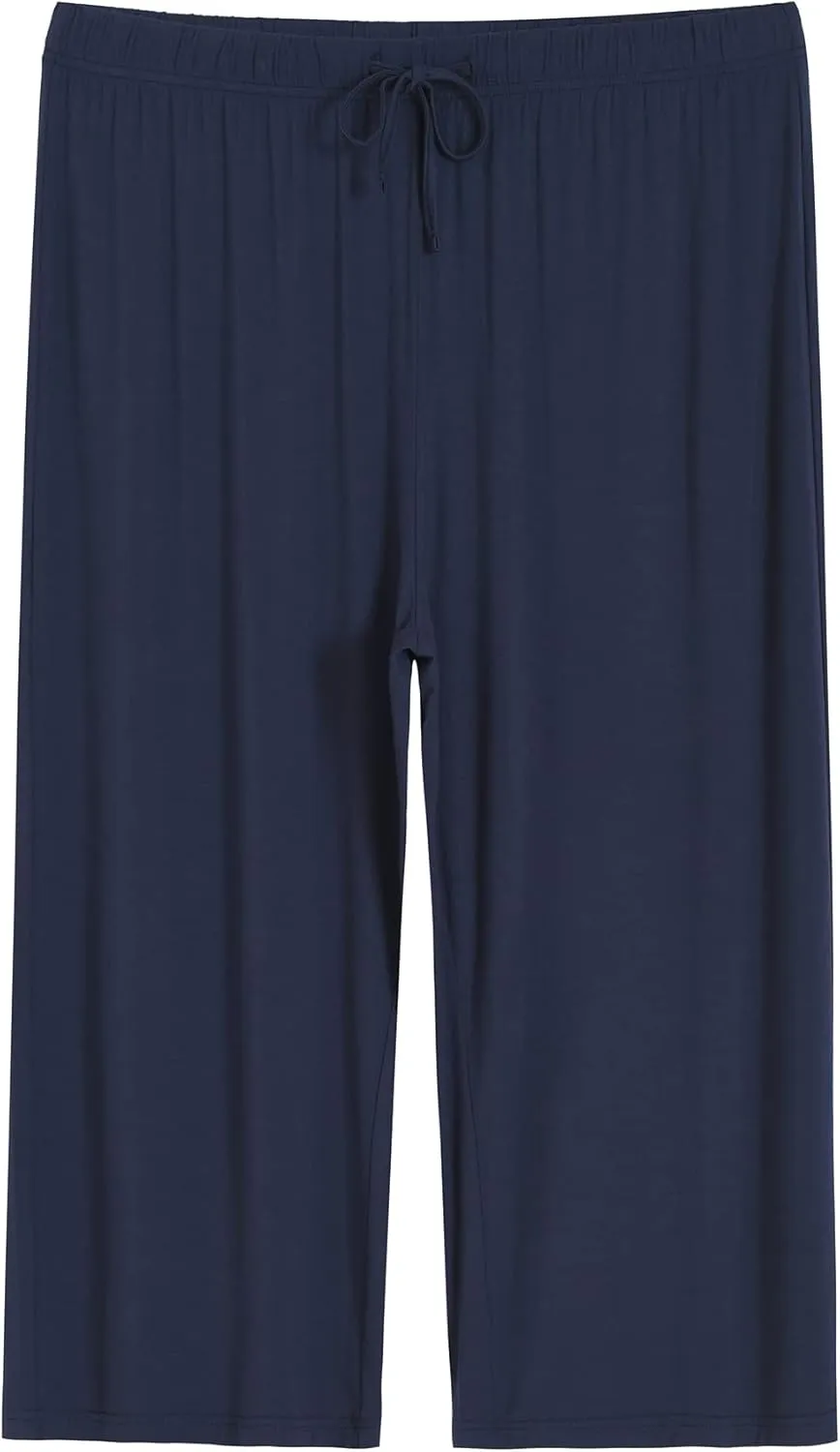 Latuza Women's Plus Size Capri Pajama Pants Comfy Wide Leg Lounge Capris