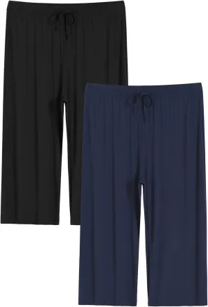Latuza Women's Plus Size Capri Pajama Pants Comfy Wide Leg Lounge Capris