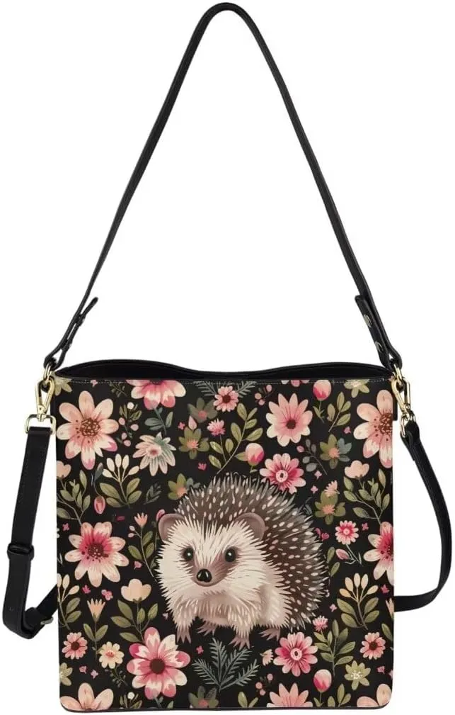 Leather Bucket Bag for Women Soft Tote Bag Crossbody Handbag Travel Shopping Business Work Casual Tote with Pockets