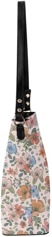 Leather Bucket Bag for Women Soft Tote Bag Crossbody Handbag Travel Shopping Business Work Casual Tote with Pockets