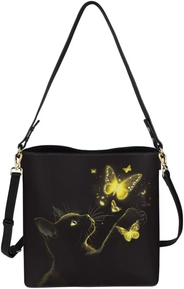 Leather Bucket Bag for Women Soft Tote Bag Crossbody Handbag Travel Shopping Business Work Casual Tote with Pockets