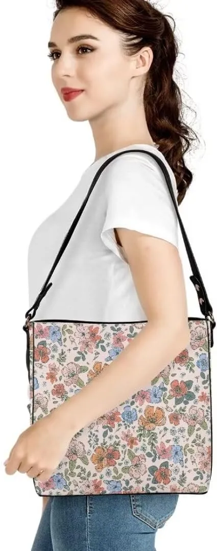 Leather Bucket Bag for Women Soft Tote Bag Crossbody Handbag Travel Shopping Business Work Casual Tote with Pockets