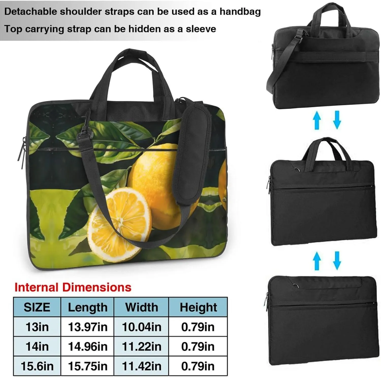 Lemon fruit Print Work Casual Office Laptop Shoulder Messenger Bag 13 inch 14 inch 15.6 inch