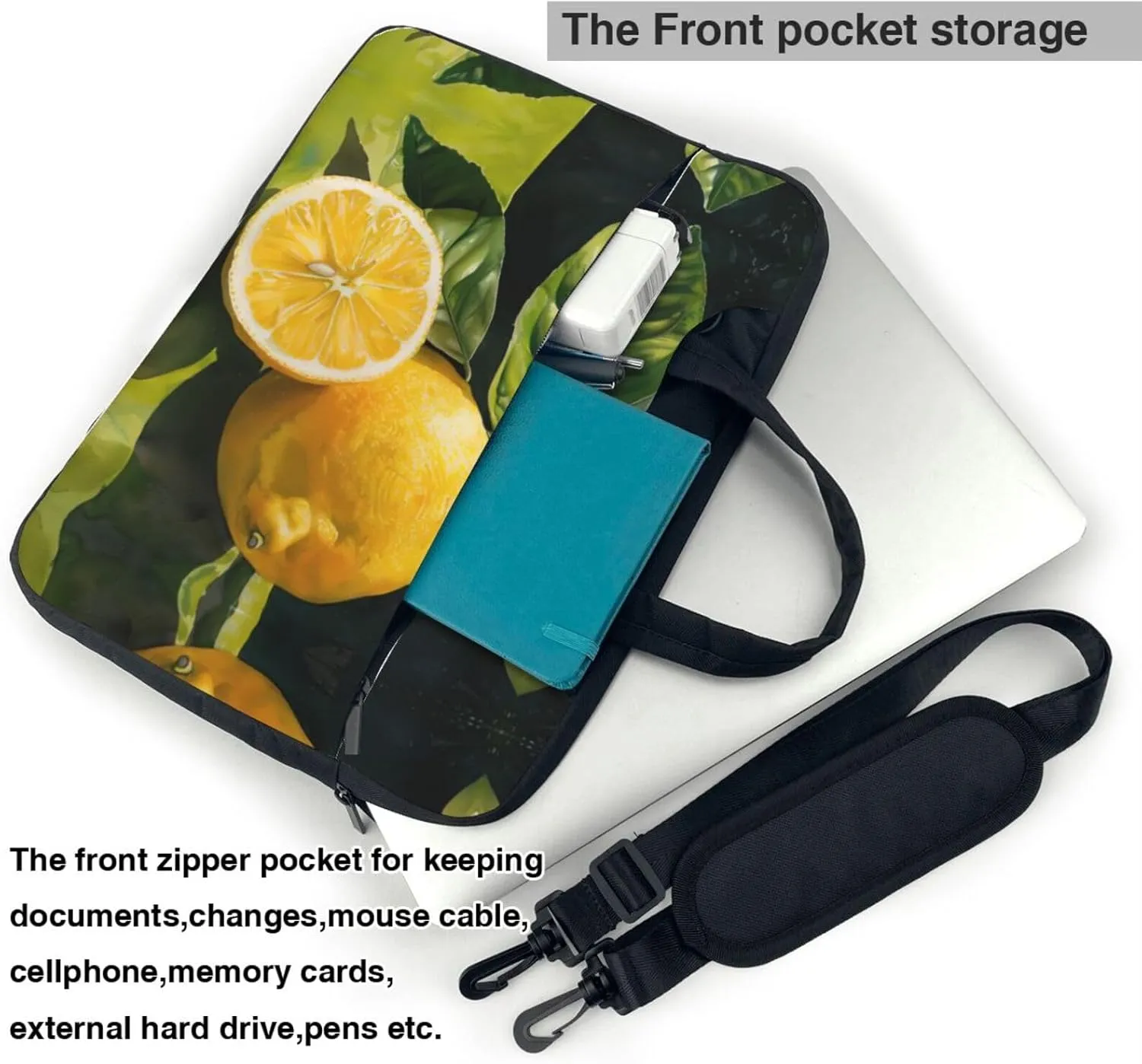 Lemon fruit Print Work Casual Office Laptop Shoulder Messenger Bag 13 inch 14 inch 15.6 inch