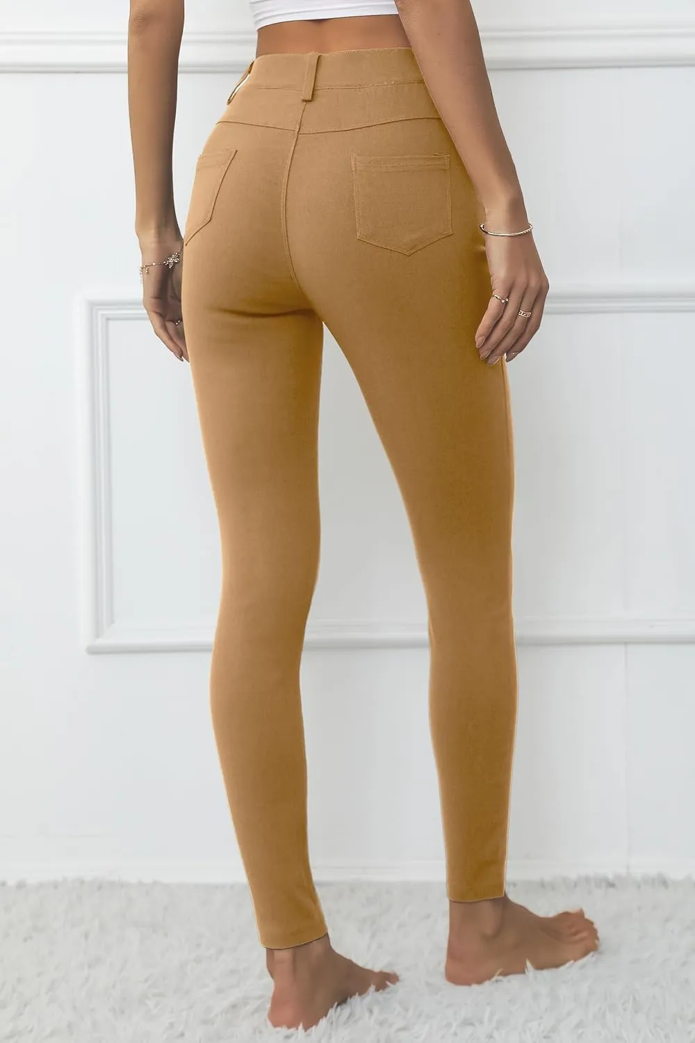 levaca Womens Jeggings High Waist Skinny Casual Work Pants Slim Pencil Trousers with Pockets
