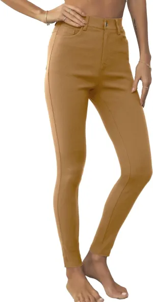 levaca Womens Jeggings High Waist Skinny Casual Work Pants Slim Pencil Trousers with Pockets
