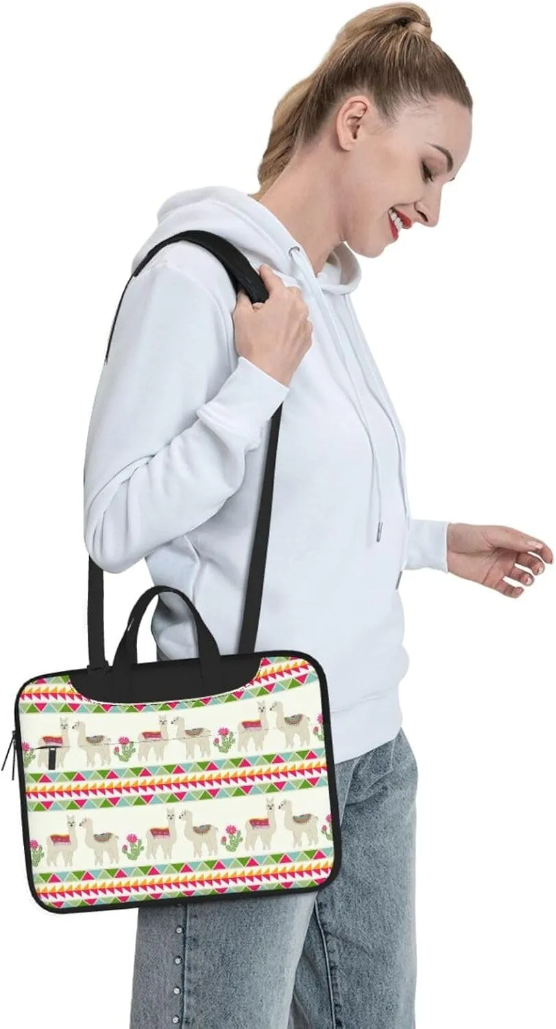 Llama and Cactus Print Work Casual Office Laptop Shoulder Messenger Bag 13 inch 14 inch 15.6 inch