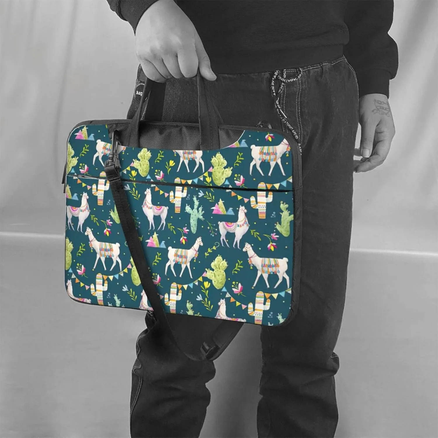 Llama animal alpaca tropical cactus Print Work Casual Office Laptop Shoulder Messenger Bag 13 inch 14 inch 15.6 inch