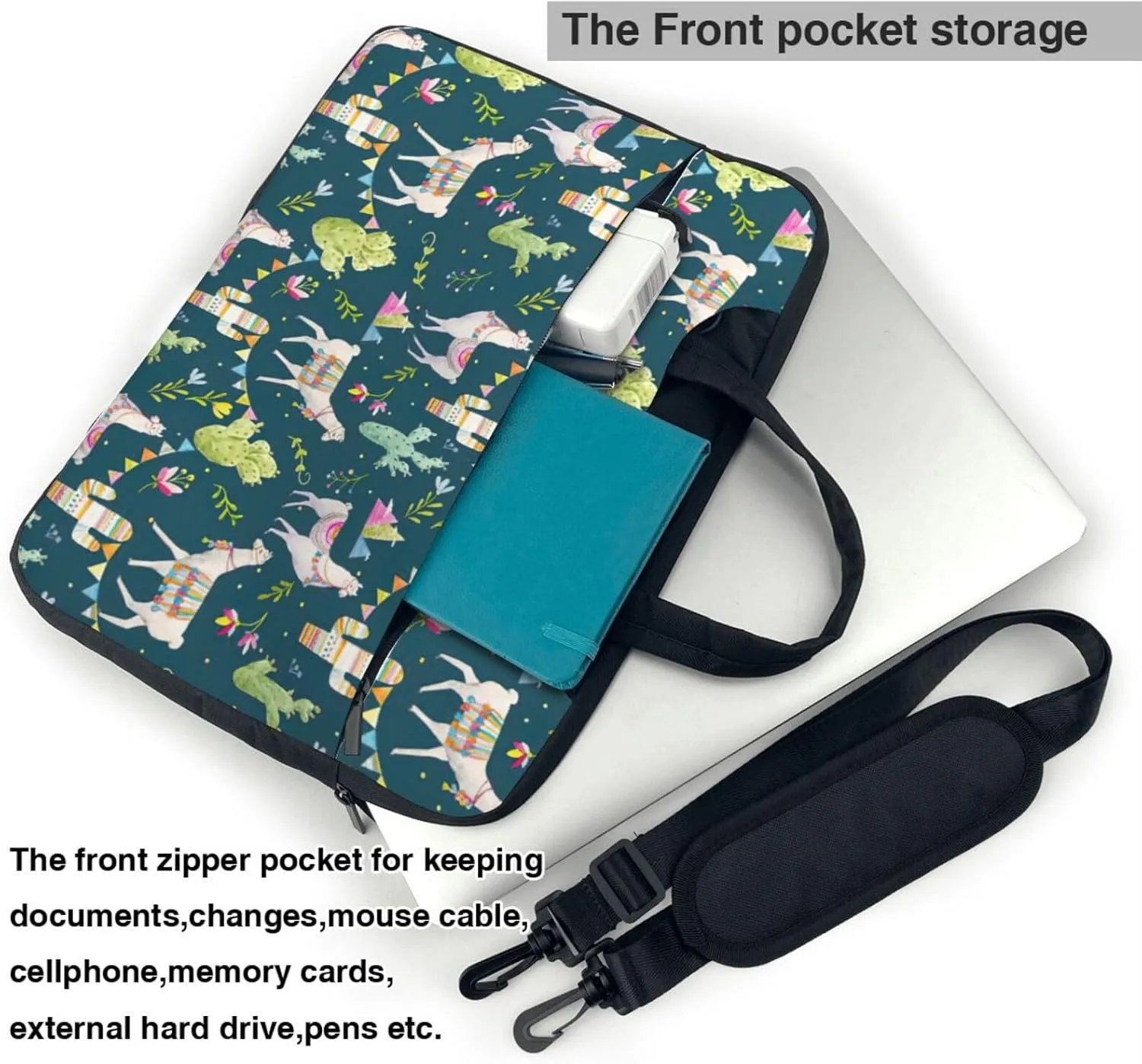 Llama animal alpaca tropical cactus Print Work Casual Office Laptop Shoulder Messenger Bag 13 inch 14 inch 15.6 inch