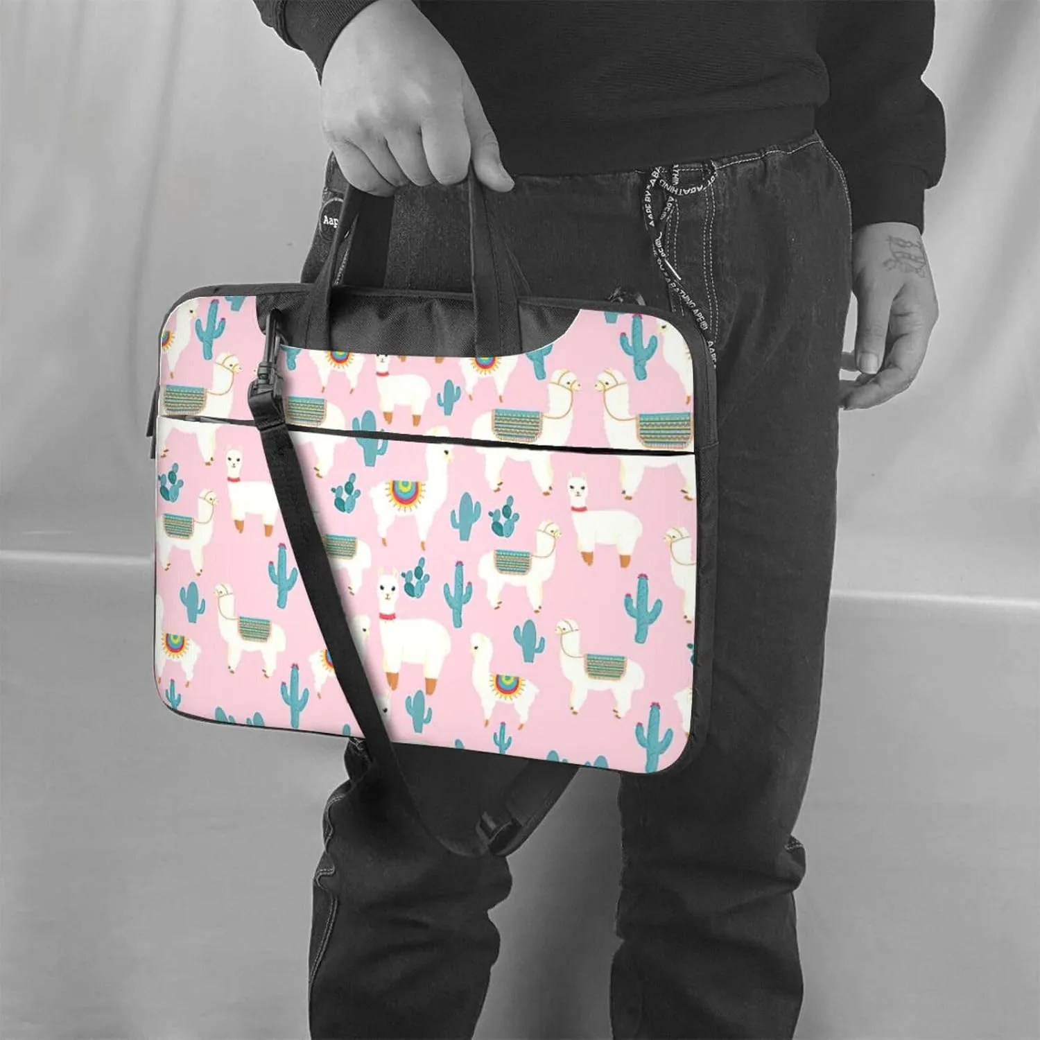 Llama Cactus Print Work Casual Office Laptop Shoulder Messenger Bag 13 inch 14 inch 15.6 inch