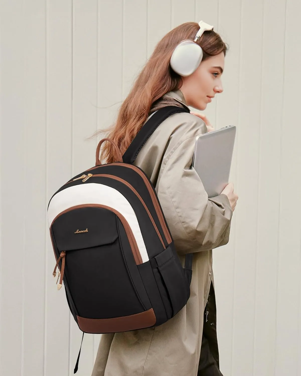 LOVEVOOK Laptop Backpack for Women, 15.6 inch Anti Theft College Backpack Woman with Laptop Compartment, Large Water Resistant Black Computer Daypack for Work Casual Travel Essentials