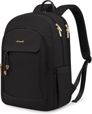 LOVEVOOK Travel Laptop Backpack Women, 15.6 lnch Anti Theft College Backpack Woman with Laptop Compartment, Large Water Resistant Black Computer Daypack for Work Casual Travel Essentials, Black