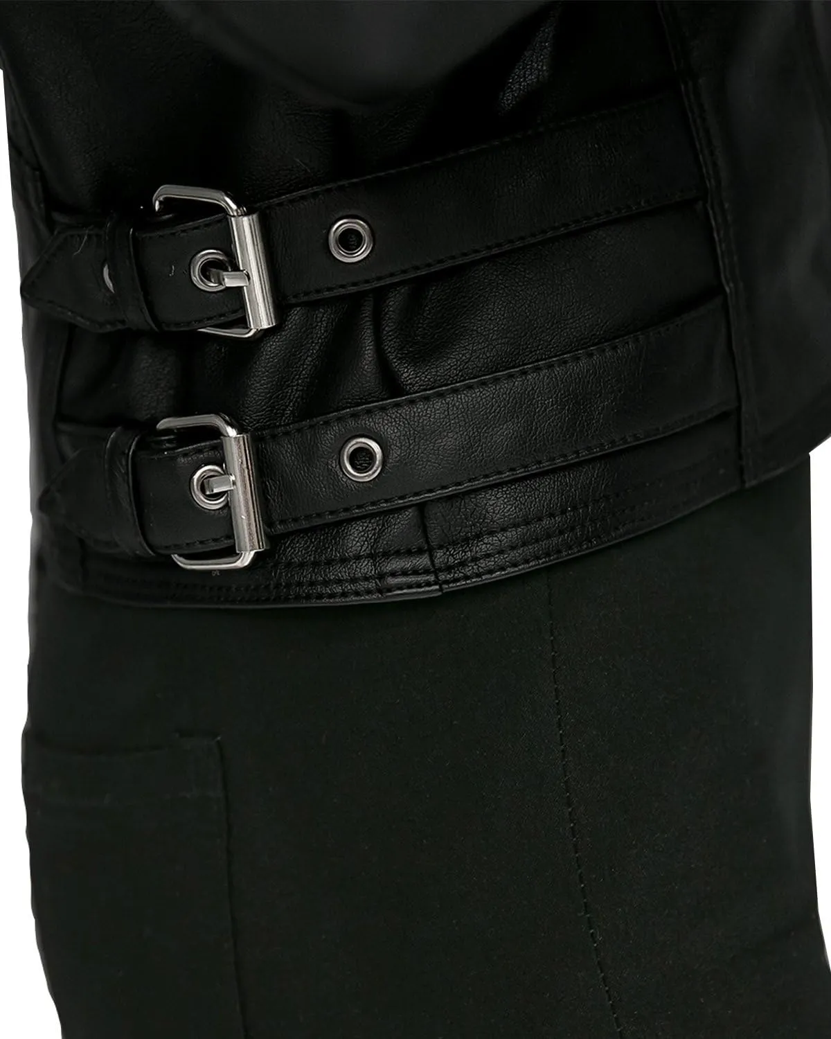 LY VAREY LIN Women's Faux Leather Bomber Jacket Patchwork Punk Moto Biker Coat