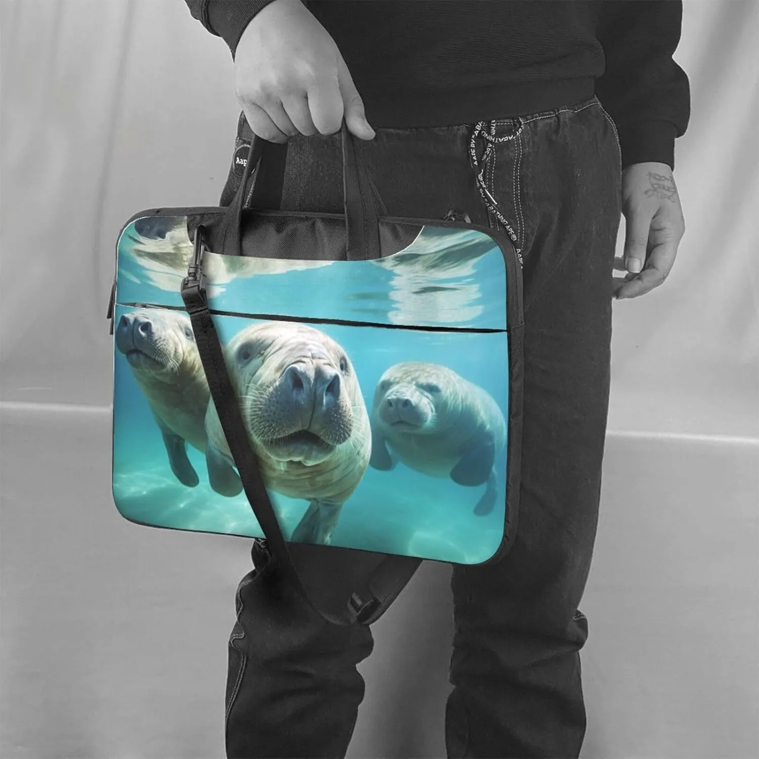 Manatee Animals Print Work Casual Office Laptop Shoulder Messenger Bag 13 inch 14 inch 15.6 inch