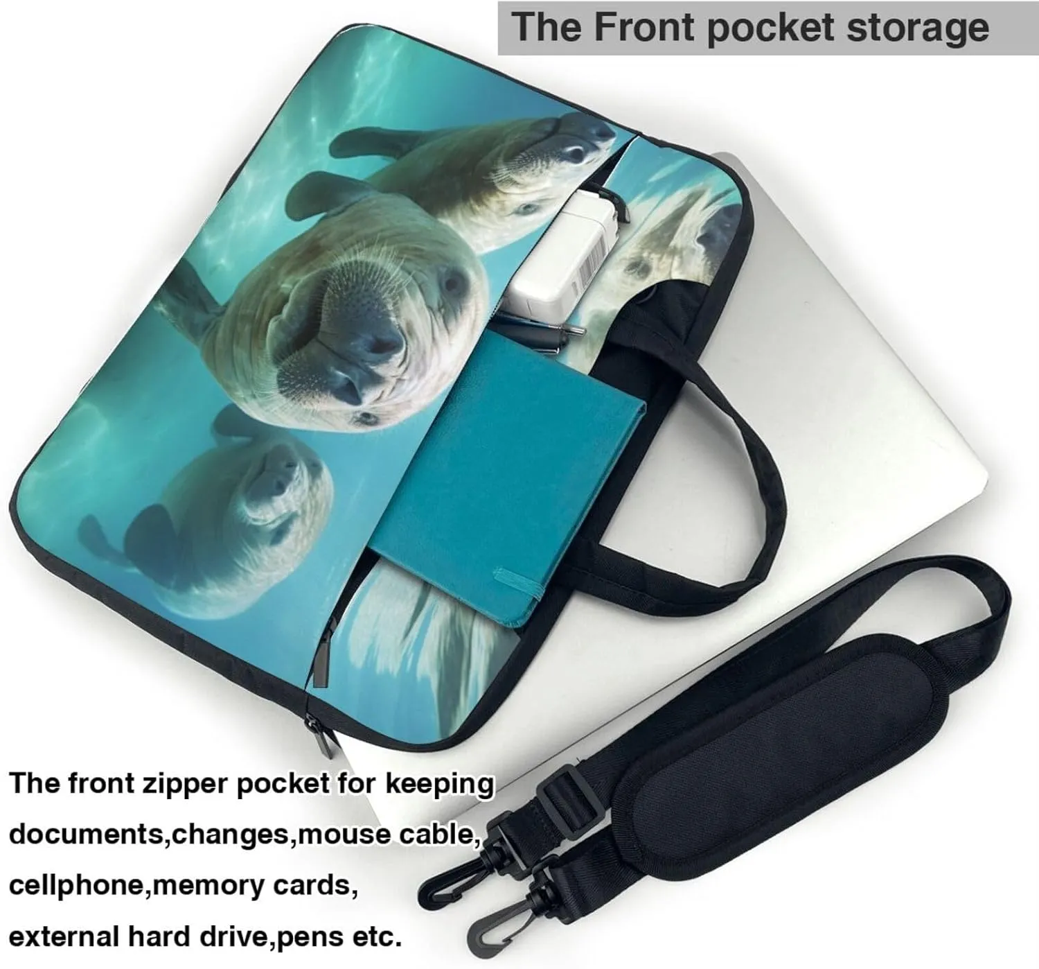 Manatee Animals Print Work Casual Office Laptop Shoulder Messenger Bag 13 inch 14 inch 15.6 inch
