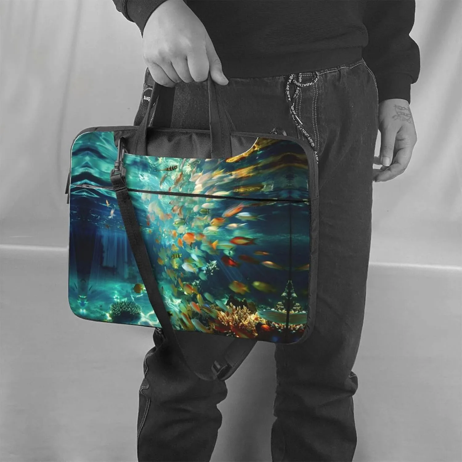 Marine Life Print Work Casual Office Laptop Shoulder Messenger Bag 13 inch 14 inch 15.6 inch