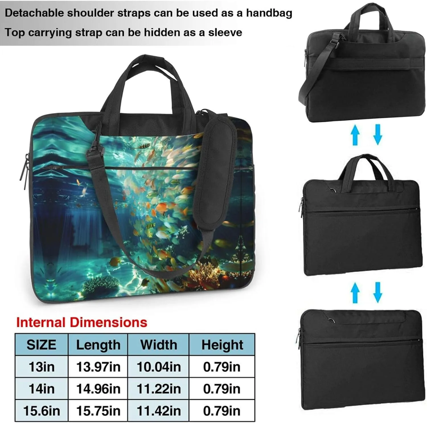 Marine Life Print Work Casual Office Laptop Shoulder Messenger Bag 13 inch 14 inch 15.6 inch