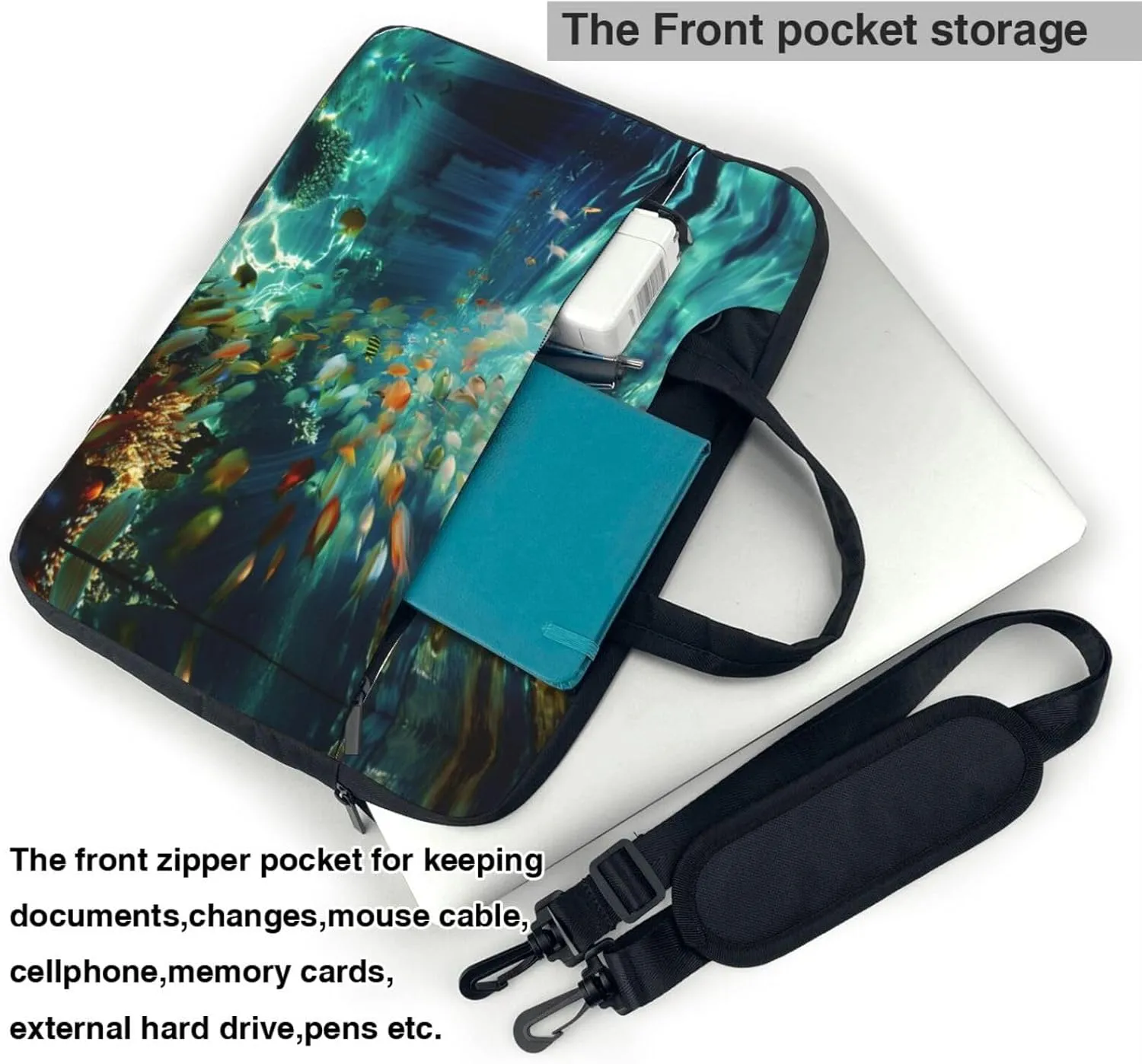 Marine Life Print Work Casual Office Laptop Shoulder Messenger Bag 13 inch 14 inch 15.6 inch
