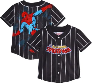 Marvel Spider-Man Boys Baseball Jersey - Novelty Fashion Vintage Spidey Shirt - Avengers Jersey Top for Boys (Sizes: 4-20)