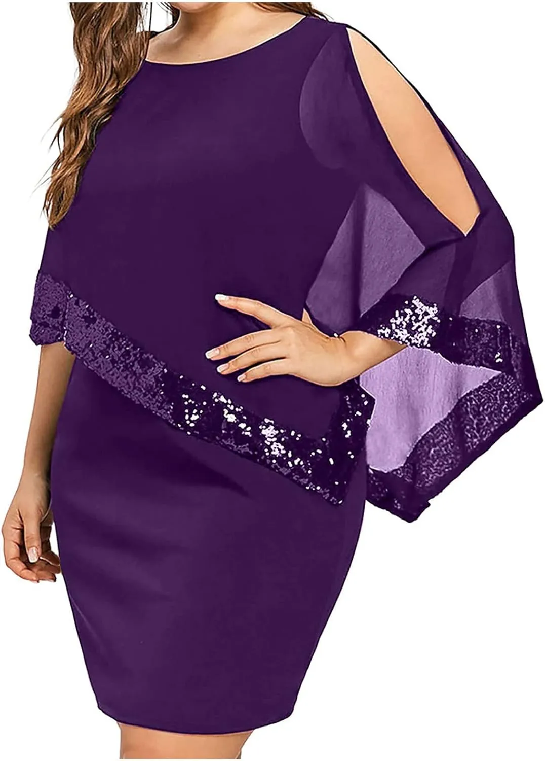Maternity Dress, Women's Sleeveless Cape Dress with Chiffon Overlay Cocktail Formal Wedding Guest Dress