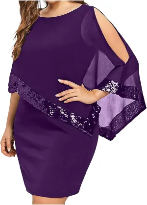 Maternity Dress, Women's Sleeveless Cape Dress with Chiffon Overlay Cocktail Formal Wedding Guest Dress