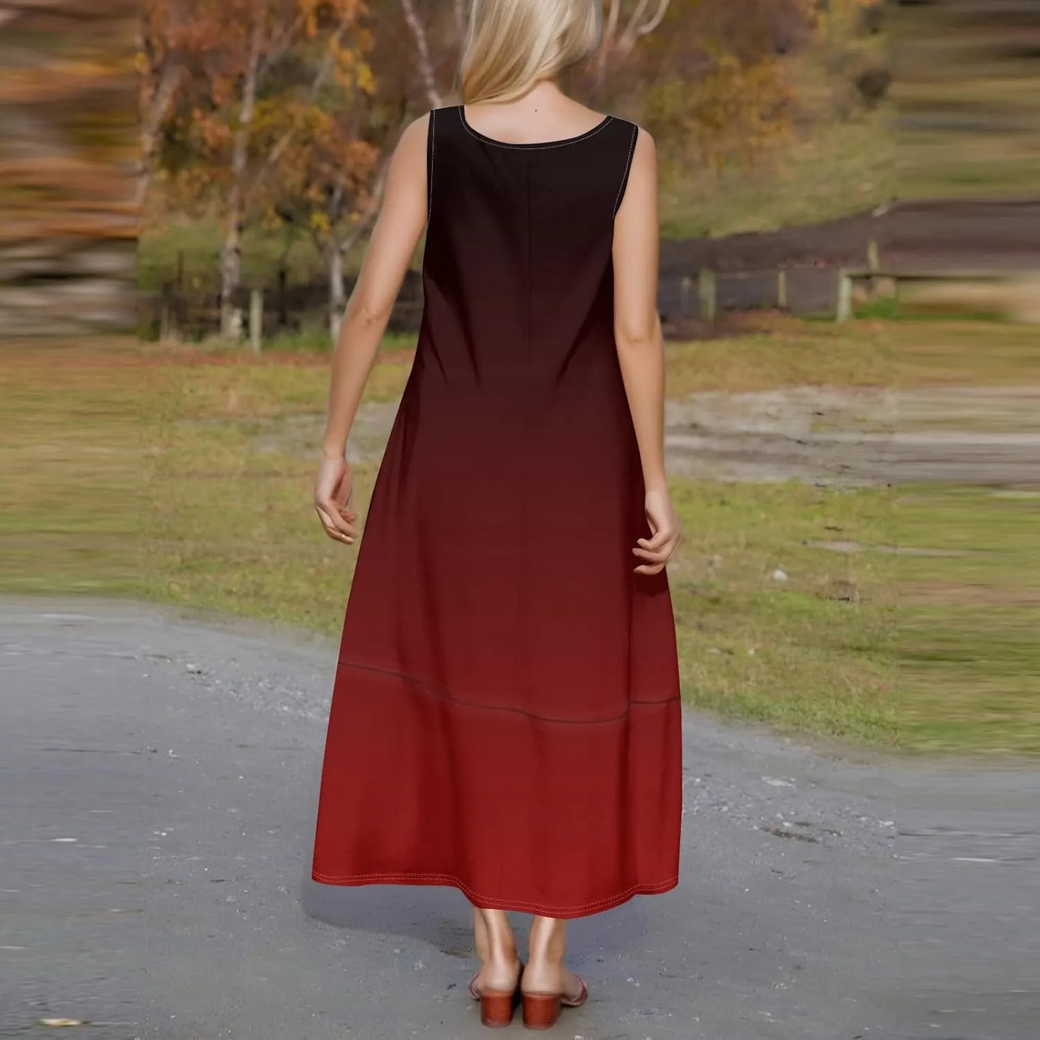 Maxi Sundress for Women 2025 Summer Loose Fit Beach Dress Scoop Neck Sleeveless Tank Dress Casual Vacation Dresses