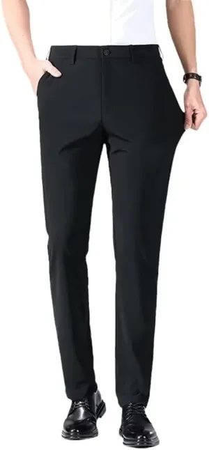 Men Stretch Dress Pants Slim Fit Skinny Suit Pants Flat-Front Bi-Stretch Dress Pant Straight Leg Front Pockets