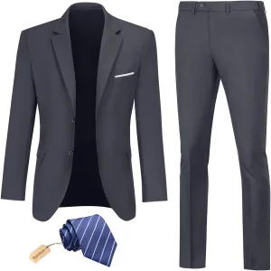 Men Suit 2 Piece Groomsmen Tuxedo Prom Blazer Slim Fit Suits Two Button Wedding Dress Jacket Pants Set with Tie