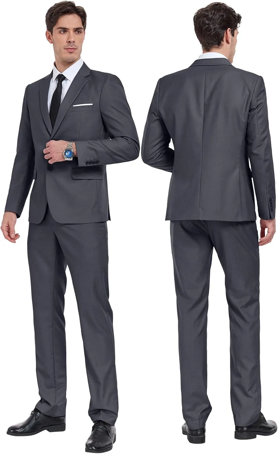 Men Suit 2 Piece Groomsmen Tuxedo Prom Blazer Slim Fit Suits Two Button Wedding Dress Jacket Pants Set with Tie