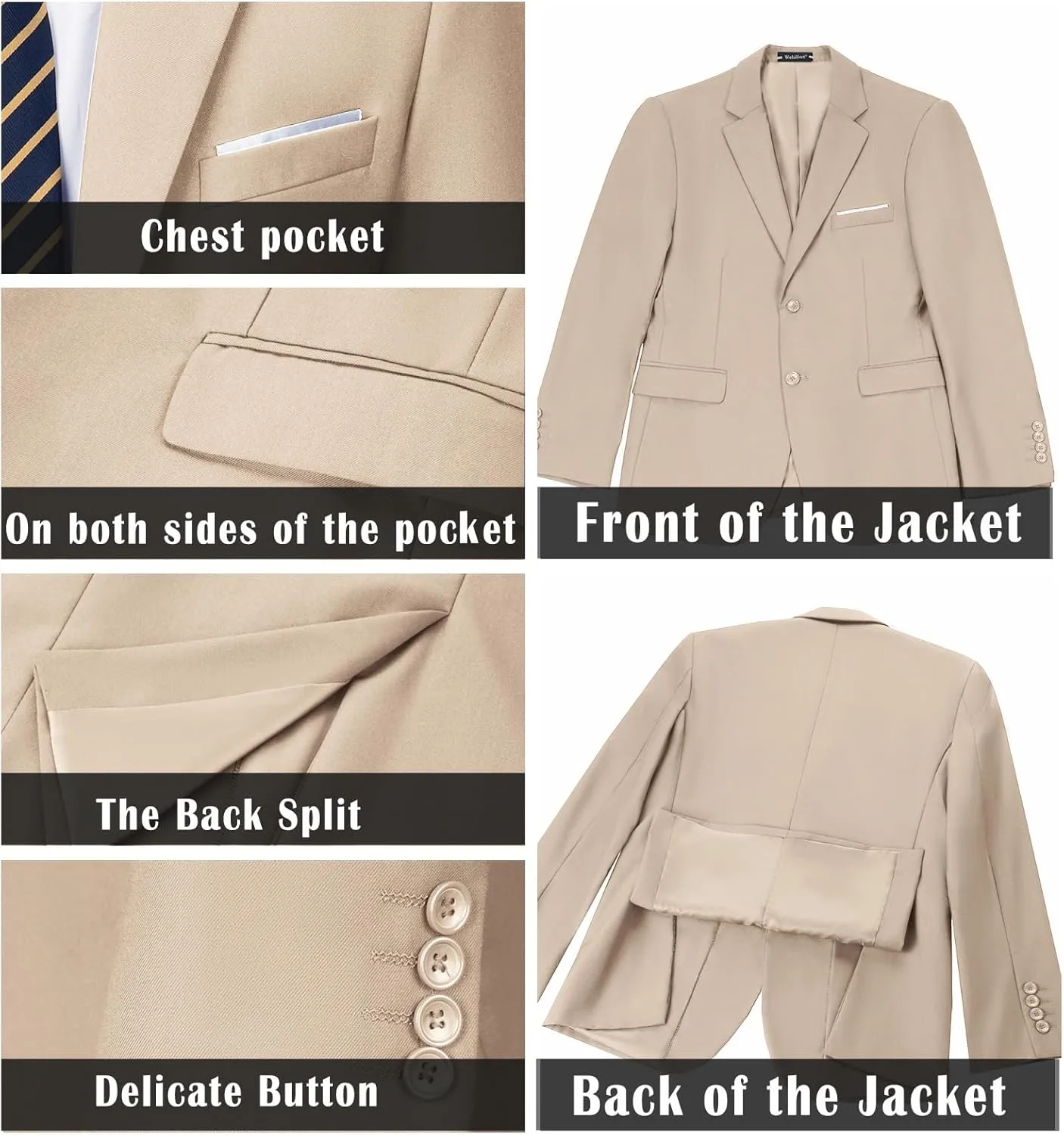 Men Suit 2 Piece Groomsmen Tuxedo Prom Blazer Slim Fit Suits Two Button Wedding Dress Jacket Pants Set with Tie