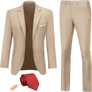 Men Suit 2 Piece Groomsmen Tuxedo Prom Blazer Slim Fit Suits Two Button Wedding Dress Jacket Pants Set with Tie