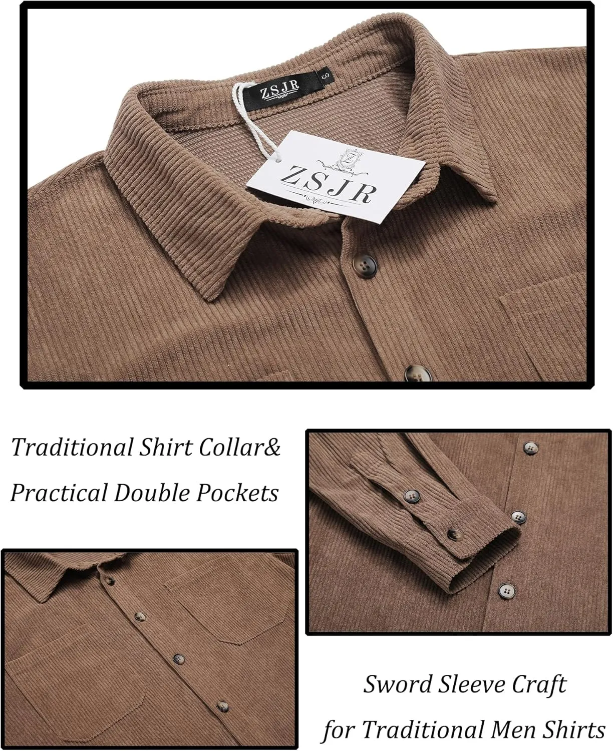 Men's 2 Piece Outfits Corduroy Casual Long Sleeve Shirt Pant Sets Fall Fashion Tracksuits