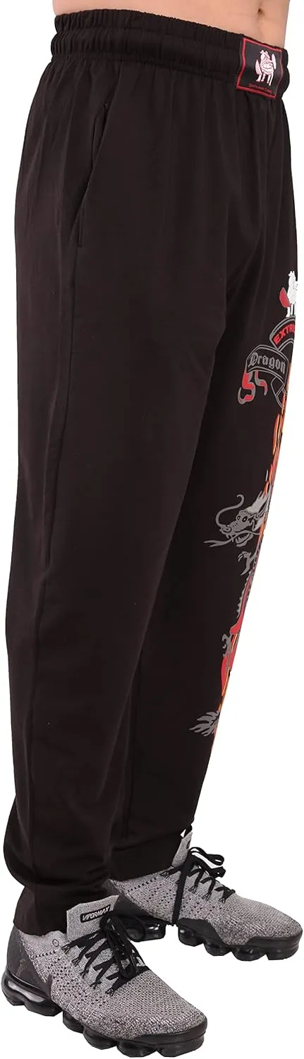Men's Baggy Pants, Dragon Design Gym Sweatpants