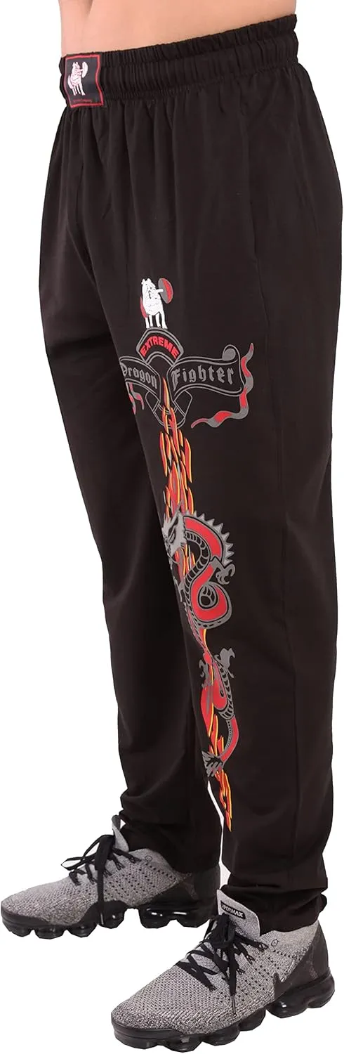 Men's Baggy Pants, Dragon Design Gym Sweatpants