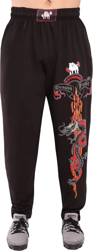 Men's Baggy Pants, Dragon Design Gym Sweatpants