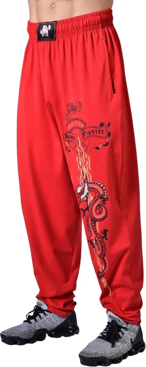 Men's Baggy Pants, Dragon Design Gym Sweatpants