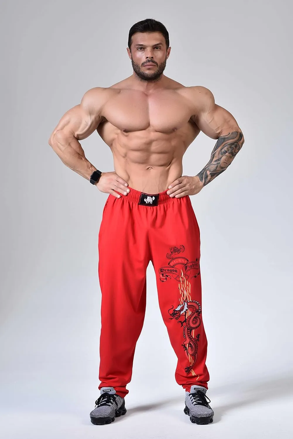 Men's Baggy Pants, Dragon Design Gym Sweatpants